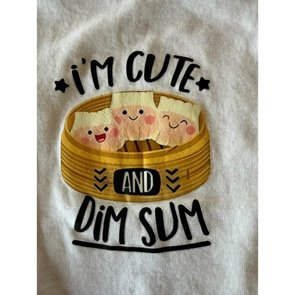 Rabbit Skins Baby 6 Months White I'm Cute and Dim Sum Dumpling Bodysuit RN 60626